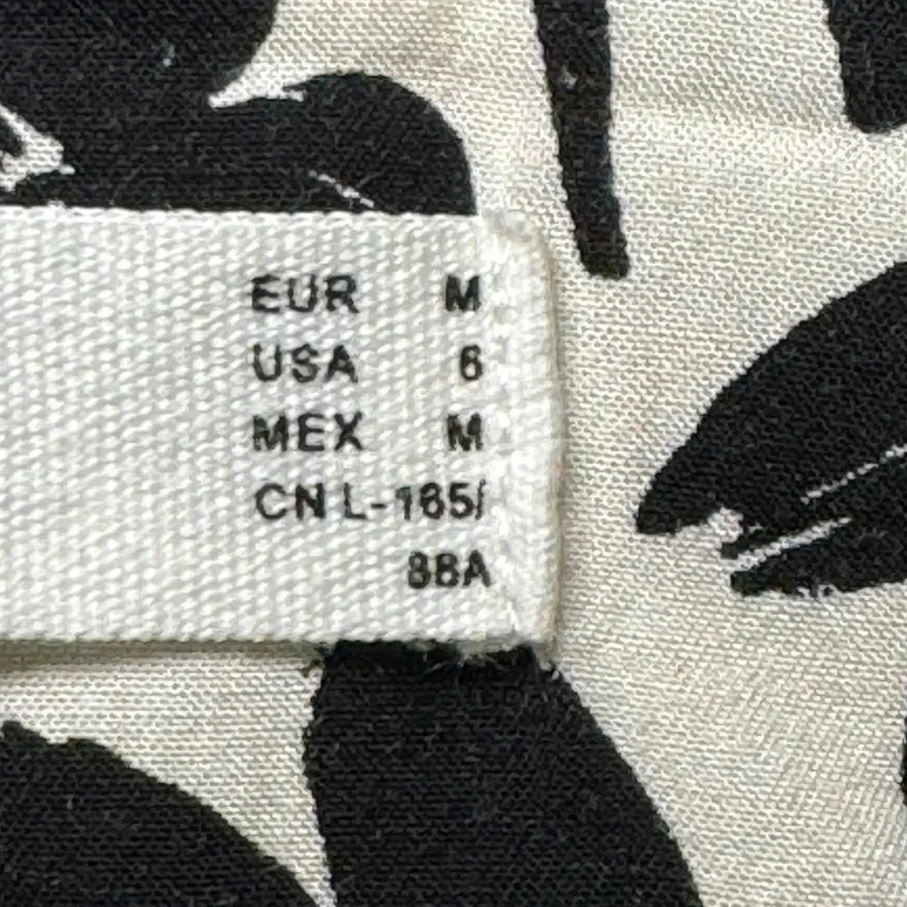 🌻 MNG Black & White Floral Midi Peasant Dress* Women’s size 6 Cottagecore - Picture 9 of 16